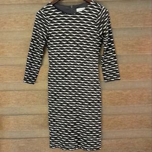 Calvin Klein A-Line 3/4 Sleeve Lined Dress